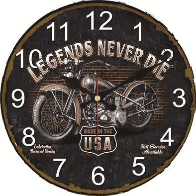 Horloge Murale "Legends Never Die" - Motard Passion