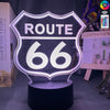 Lampe LED 3D Route 66 - Motard Passion