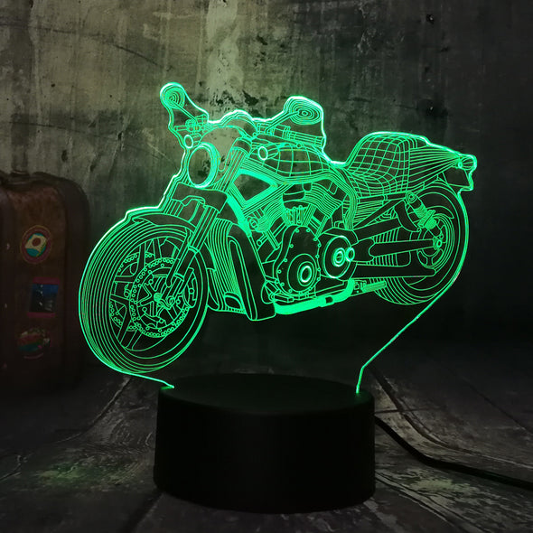Lampe LED 3D Moto Custom - Motard Passion